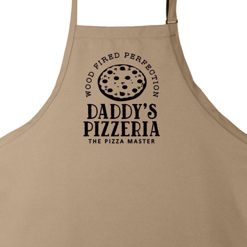 a personalized pizza apron in khaki