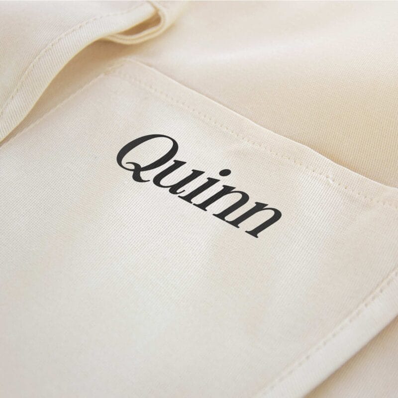 a hubby wifey apron pocket, personalized with a name