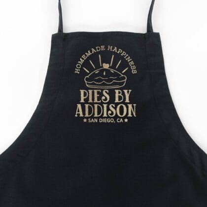 a Pie Making Butcher Apron in black