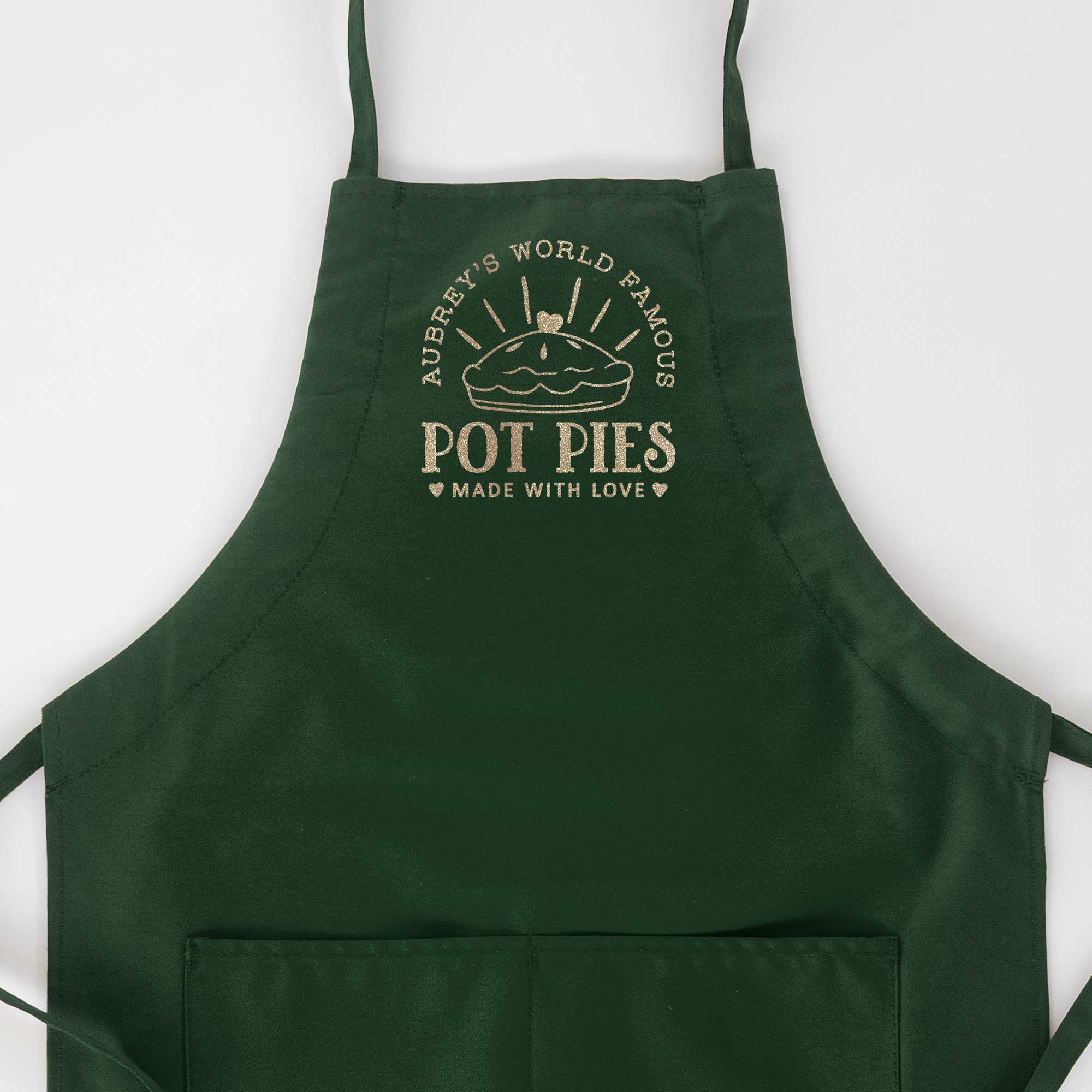 a Pie Making Butcher Apron in green