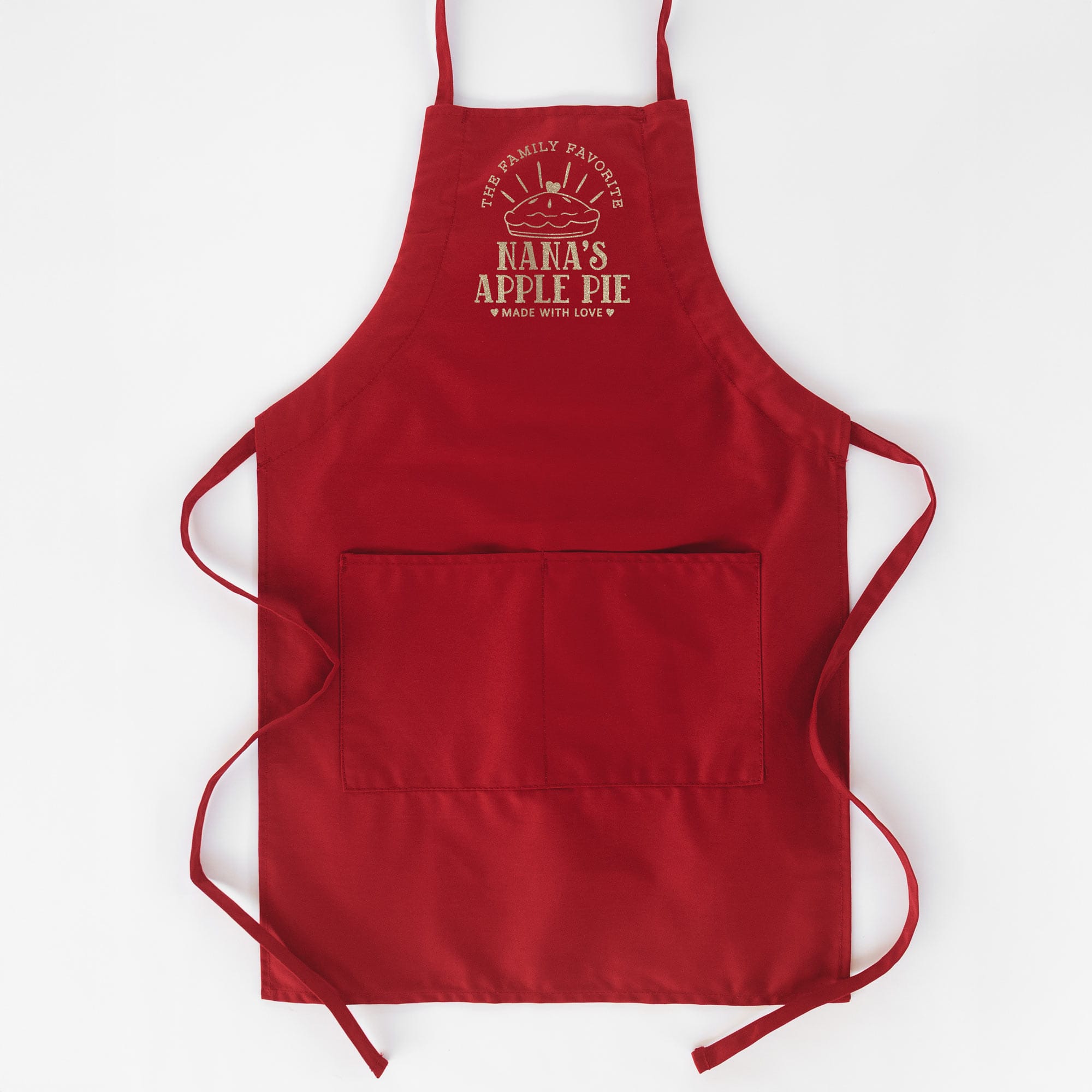 a Pie Making Butcher Apron in red