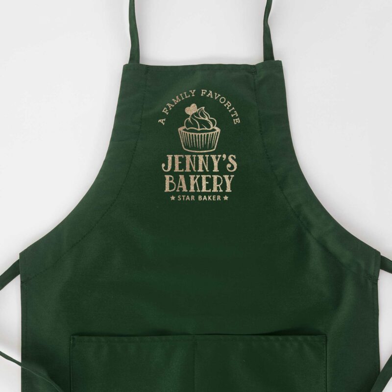 a Personalized Butcher Cupcake Apron in green