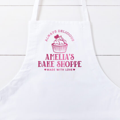 a Butcher Personalized Cupcake Apron in white
