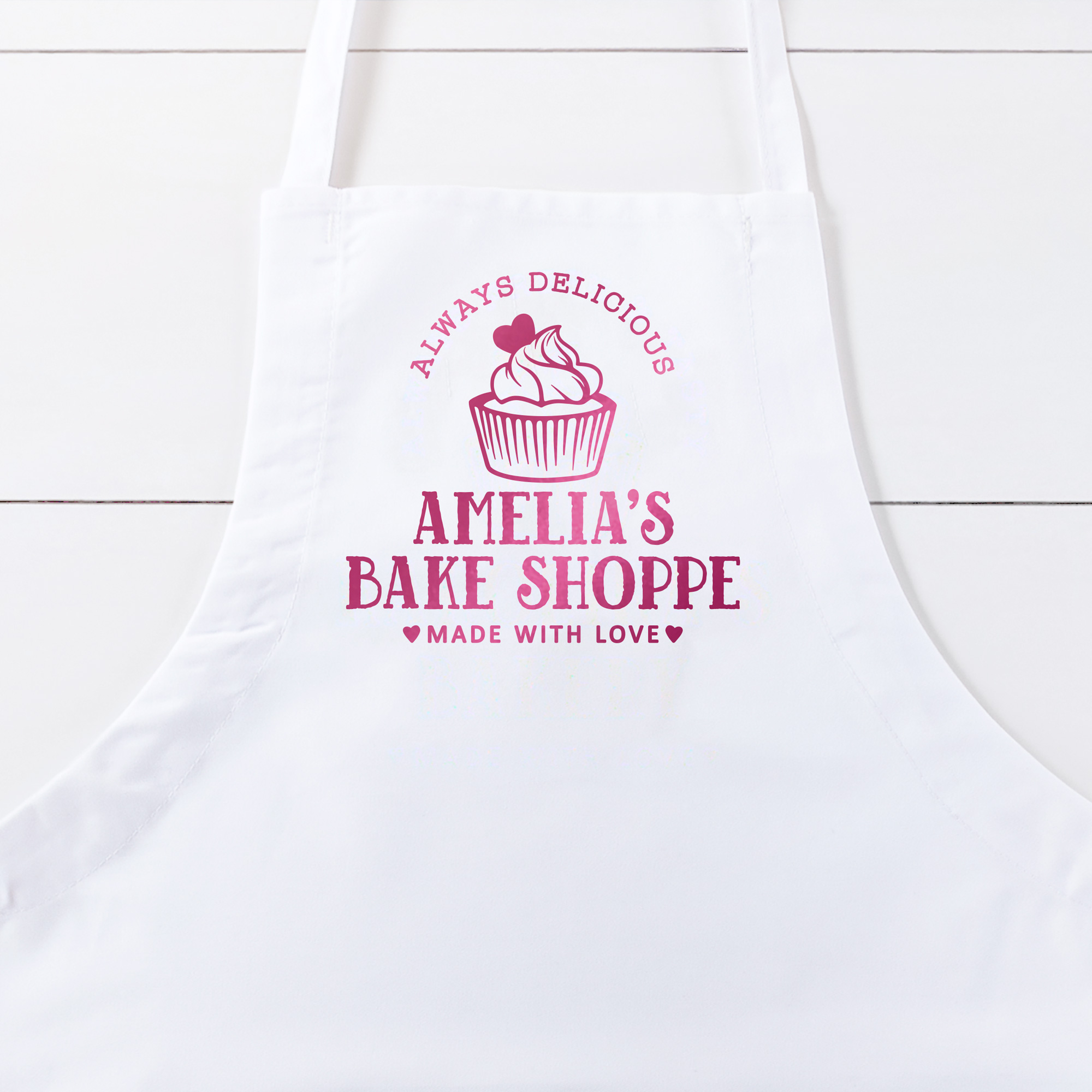 a Butcher Personalized Cupcake Apron in white
