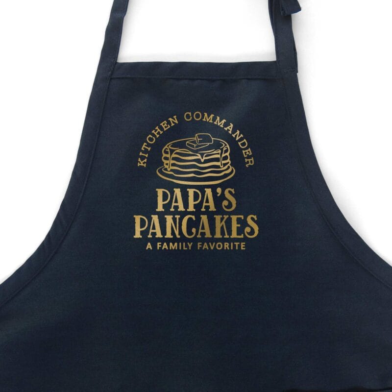 a Personalized Pancake Breakfast Apron in navy