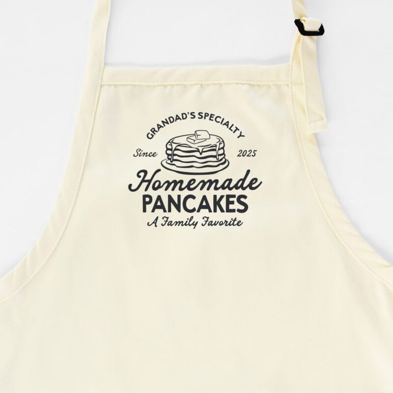 a Personalized Pancake Maker Apron in natural