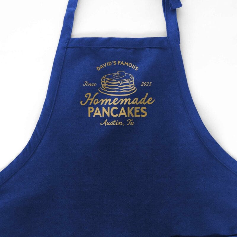 a Personalized Pancake Maker Apron in royal