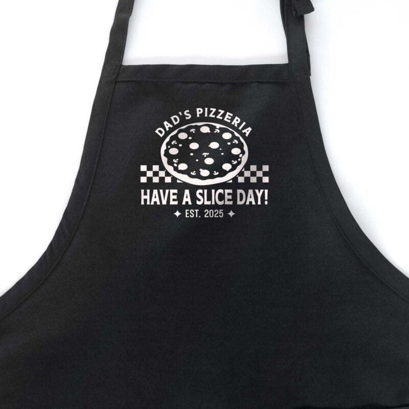 a Personalized Checkered Pizza Apron in black