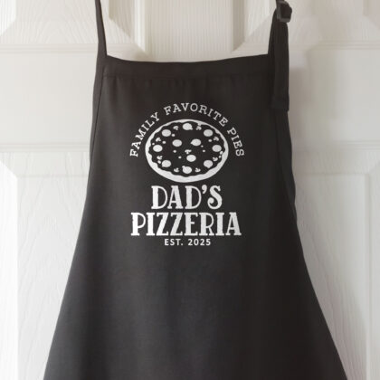 a personalized pizza apron in black