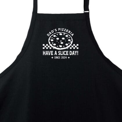 a Premium Personalized Checkered Pizza Apron in black