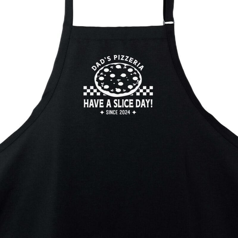 a Premium Personalized Checkered Pizza Apron in black