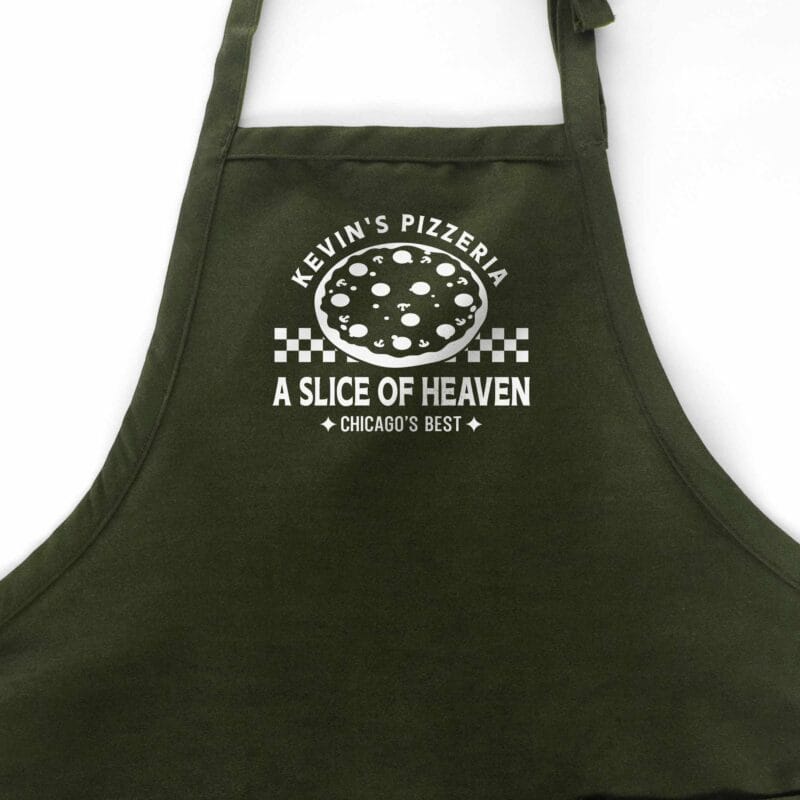 a Personalized Checkered Pizza Apron in green
