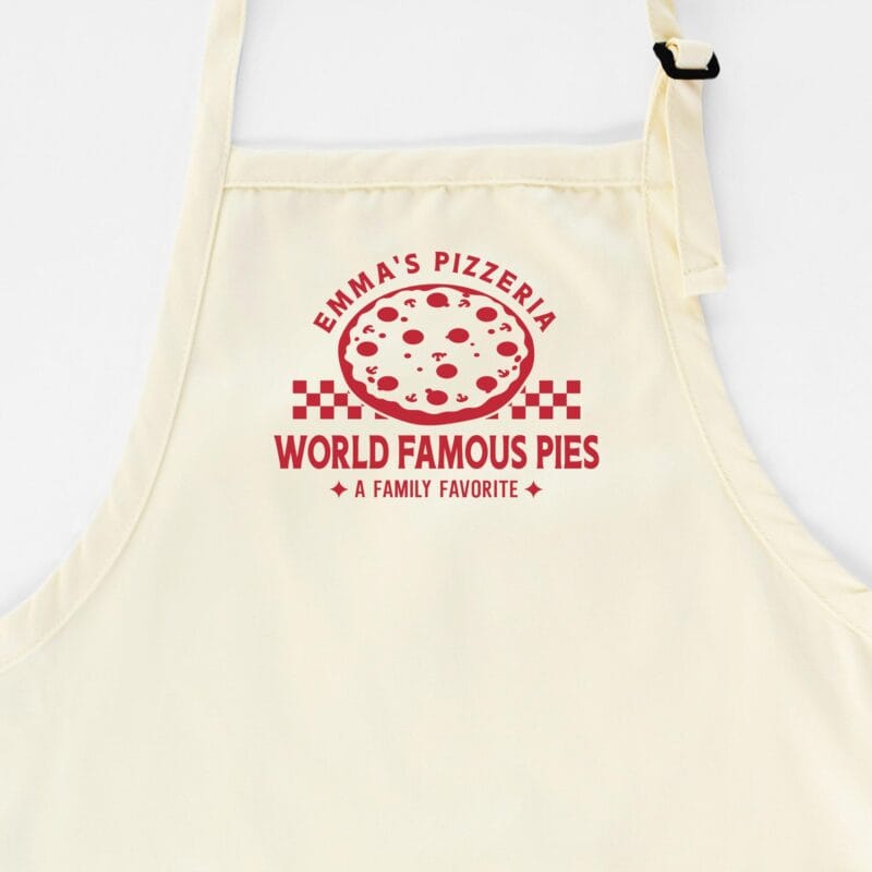 a Personalized Checkered Pizza Apron in natural