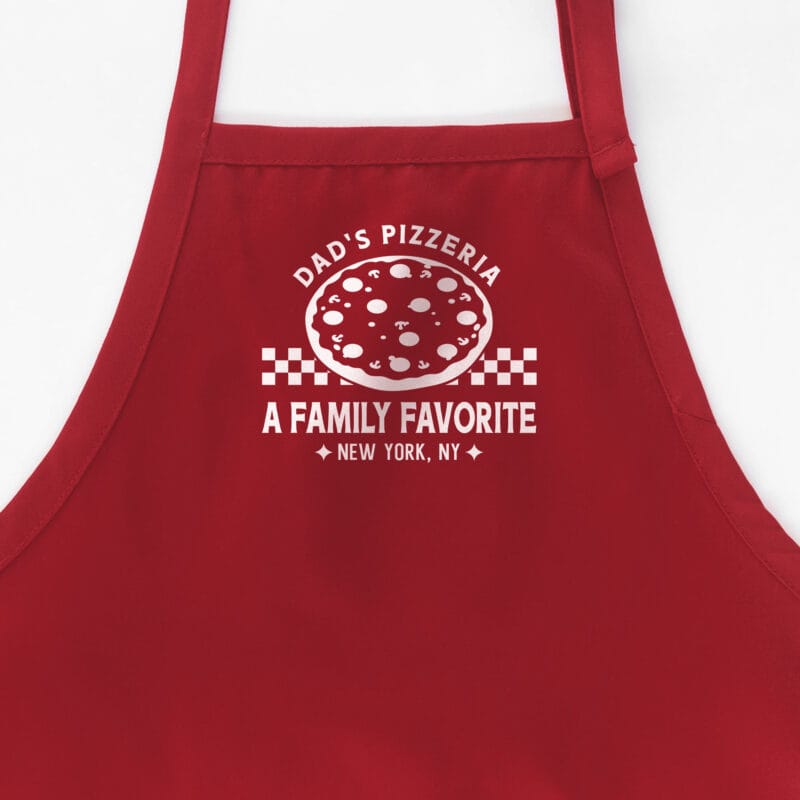 a Personalized Checkered Pizza Apron in red