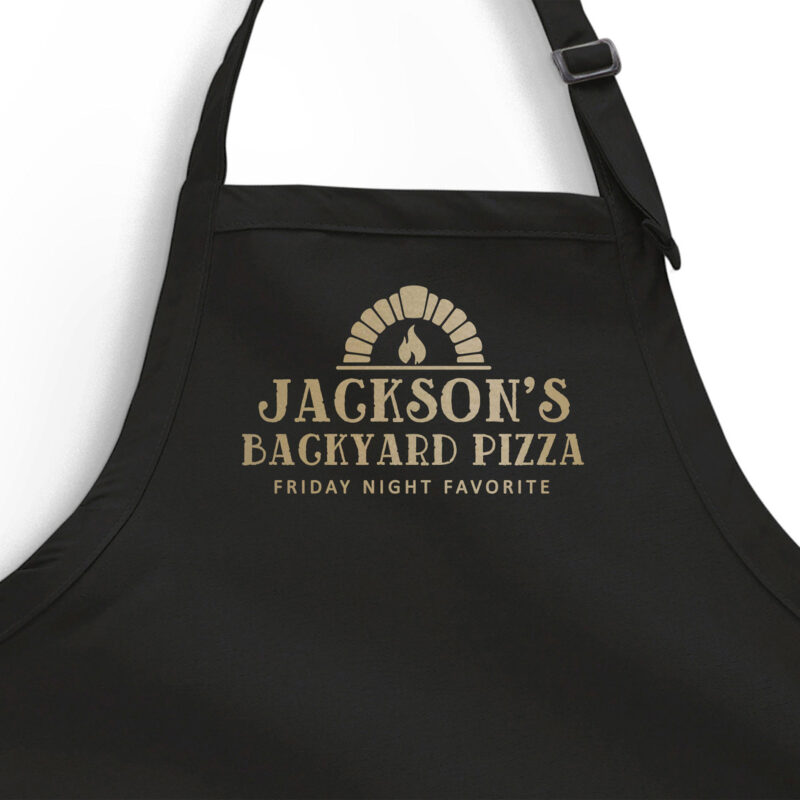 a Personalized Pizza Oven Apron in black