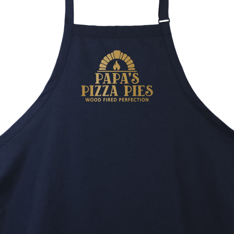 a Premium Personalized Pizza Oven Apron in navy