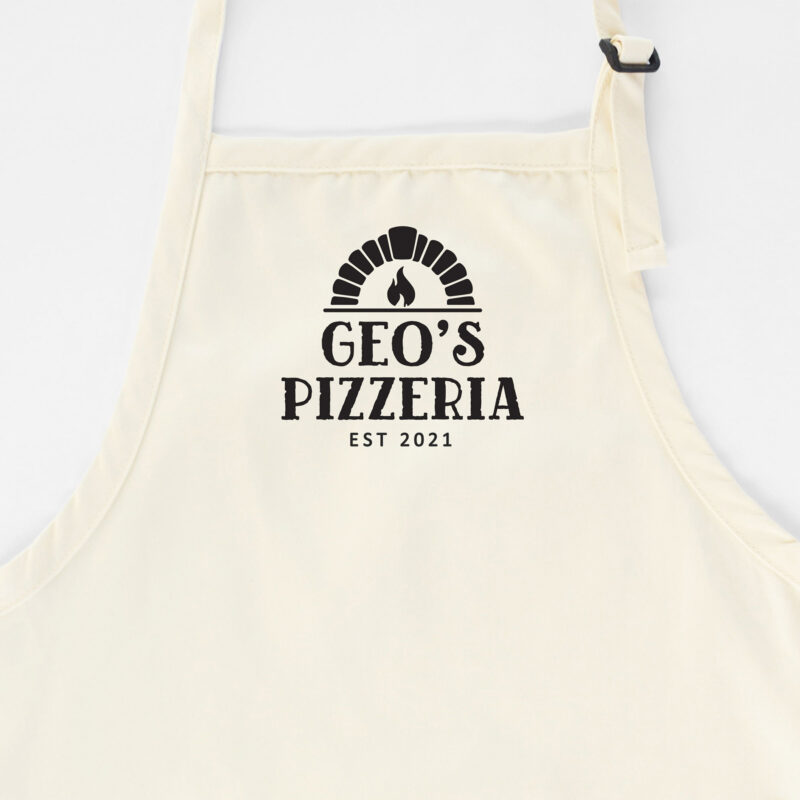 a Personalized Pizza Oven Apron in natural