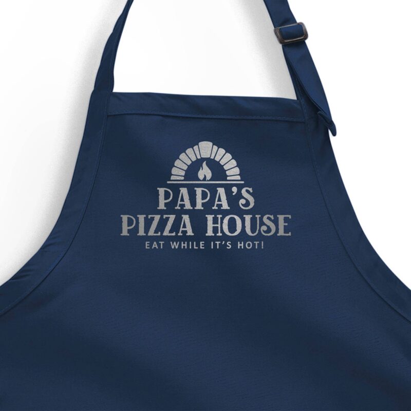a Personalized Pizza Oven Apron in navy