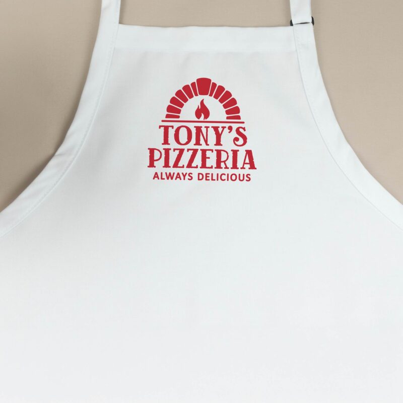 a Premium Personalized Pizza Oven Apron in white
