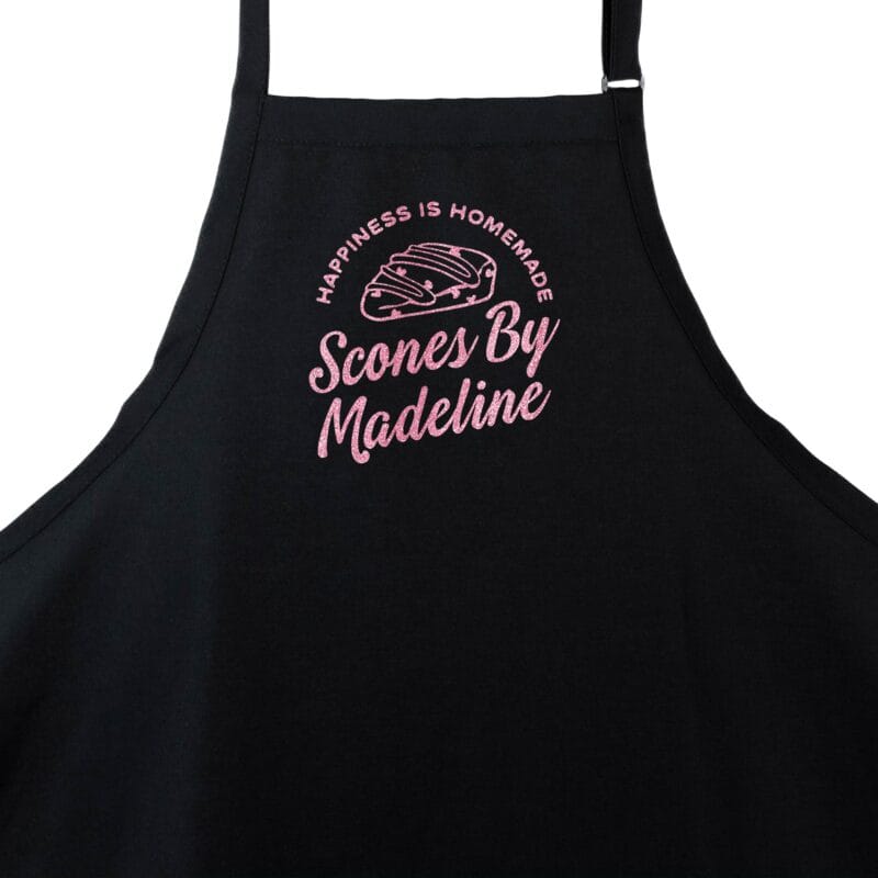 a Premium Personalized Scone Baking Apron in black