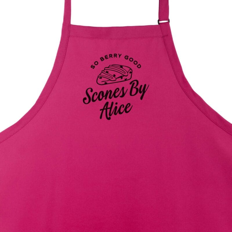 a Premium Personalized Scone Baking Apron in hot pink
