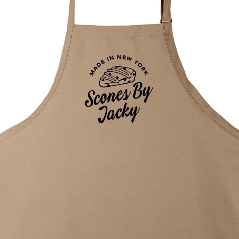 a Premium Personalized Scone Baking Apron in khaki