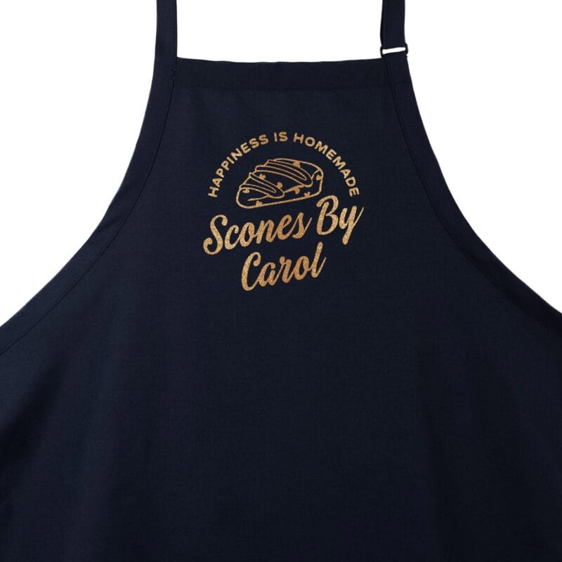 a Premium Personalized Scone Baking Apron in navy