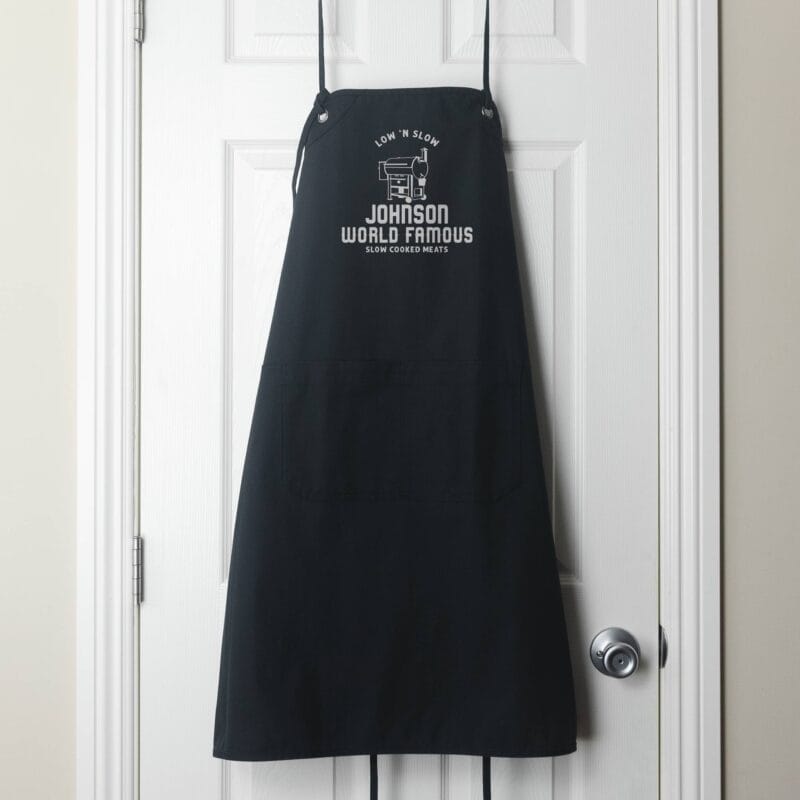 a convertible personalized smoker apron in black