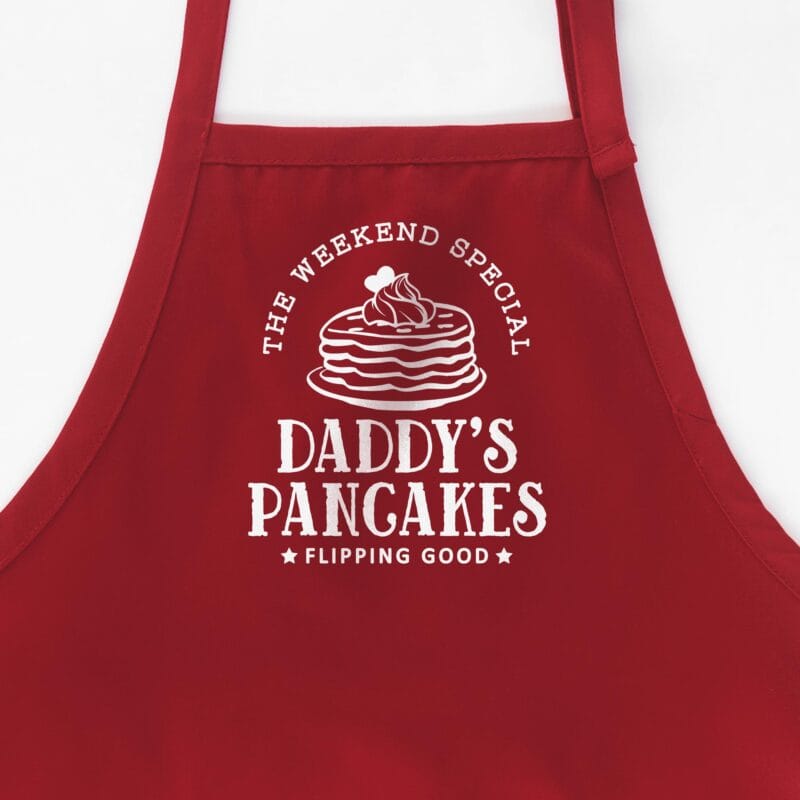 a Personalized Pancake Apron in red
