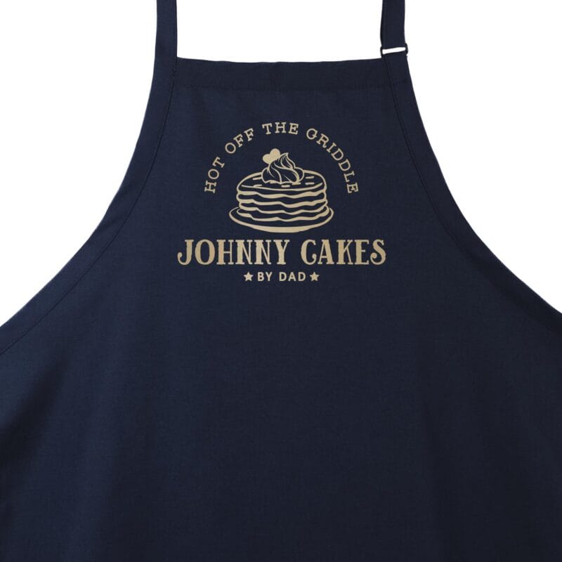 a personalized pancake apron in navy