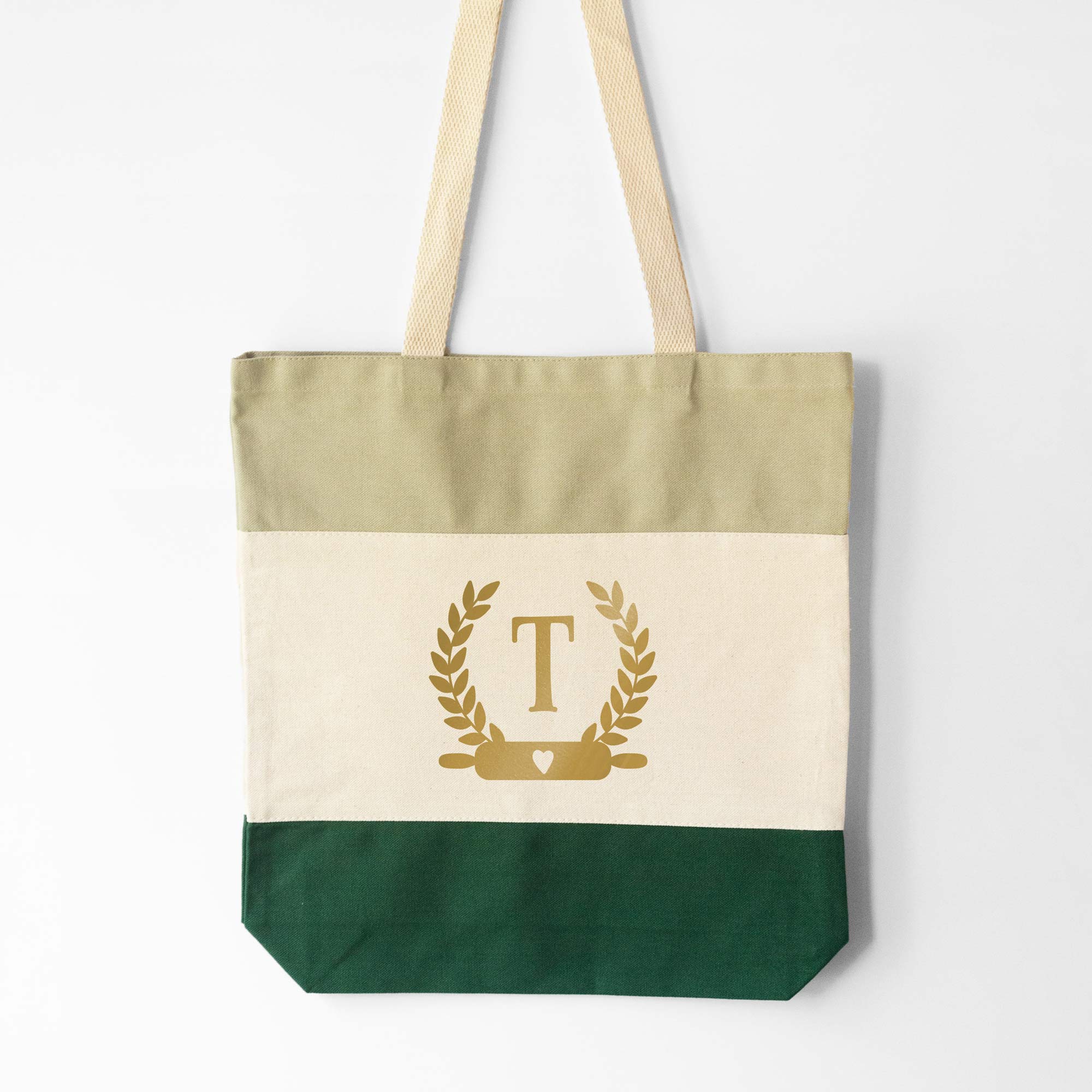 a Monogrammed Baker Tote in green