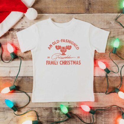 an Old-Fashioned Family Christmas Kids Tee in white