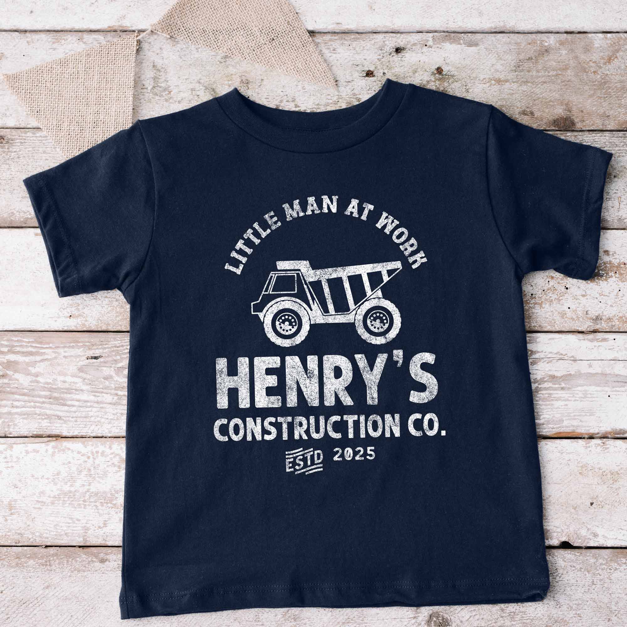 a Personalized Boys Dump Truck Shirt in navy