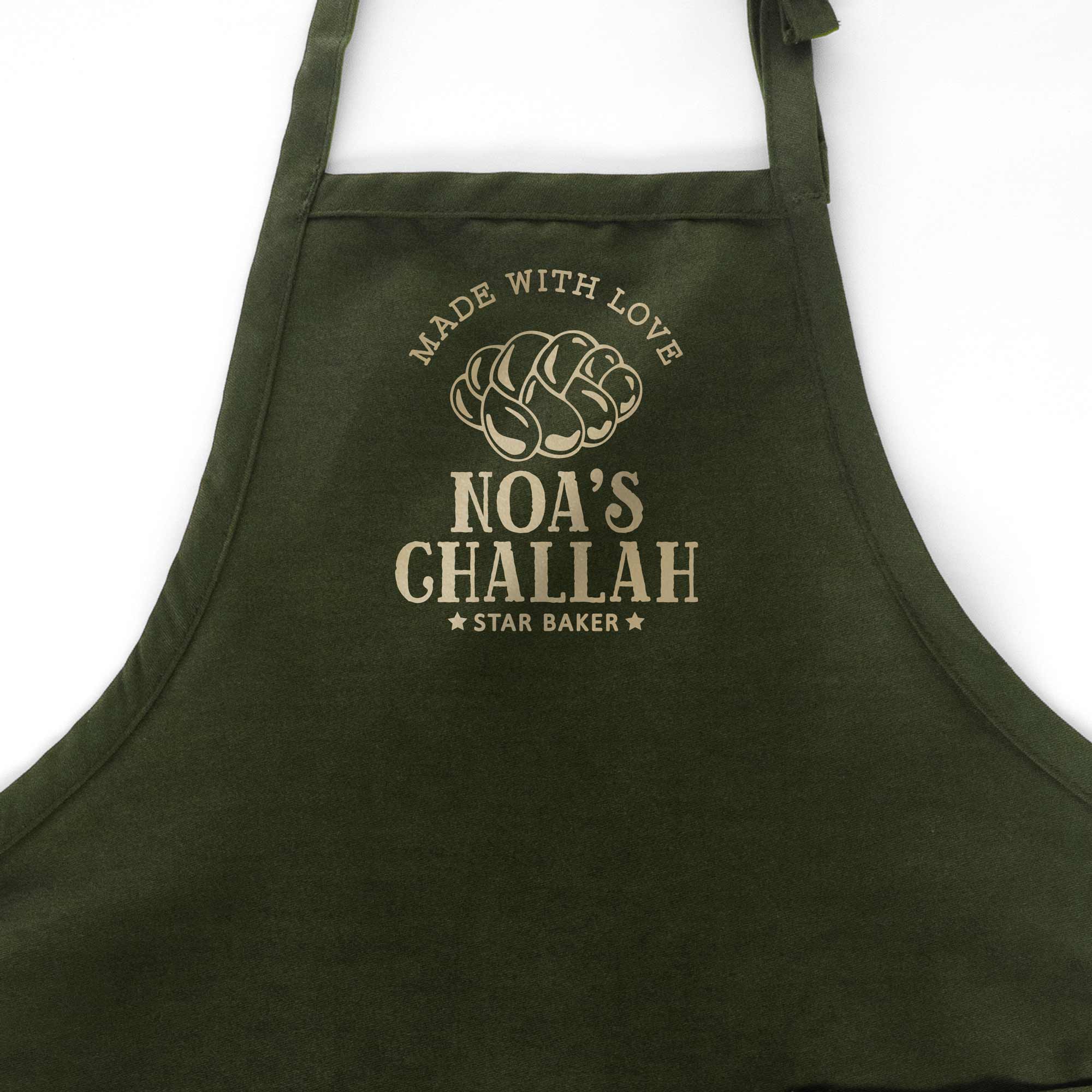 a Personalized Challah Apron in green