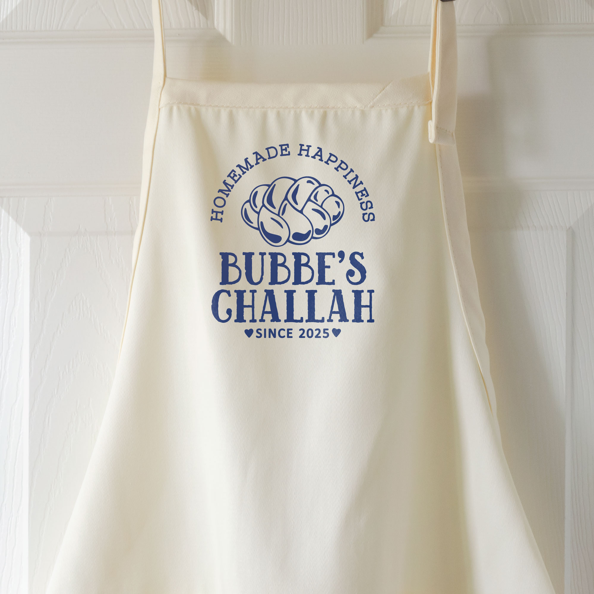 a Personalized Challah Butcher Apron in natural