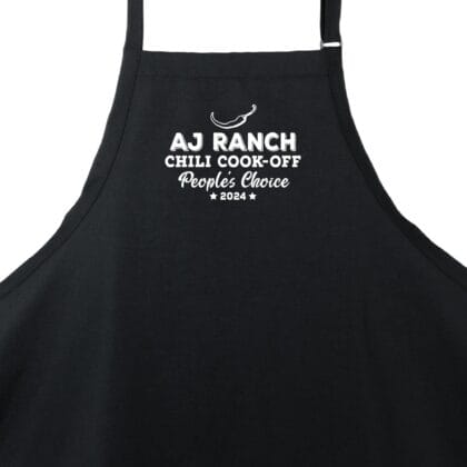 a Custom Premium Chili Cook-Off Winner Apron in black