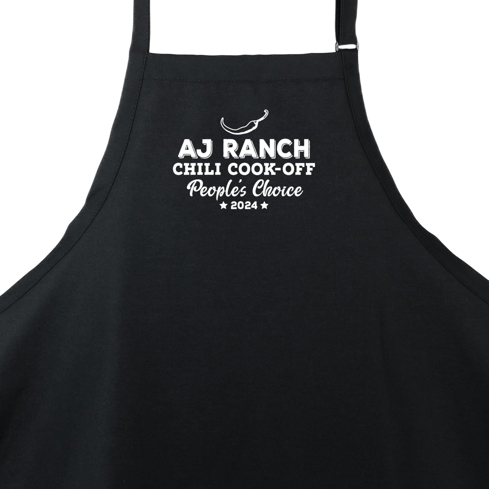 a Custom Premium Chili Cook-Off Winner Apron in black