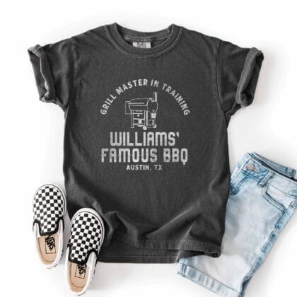 a Kids Personalized Smoker Grill T-Shirt in pepper