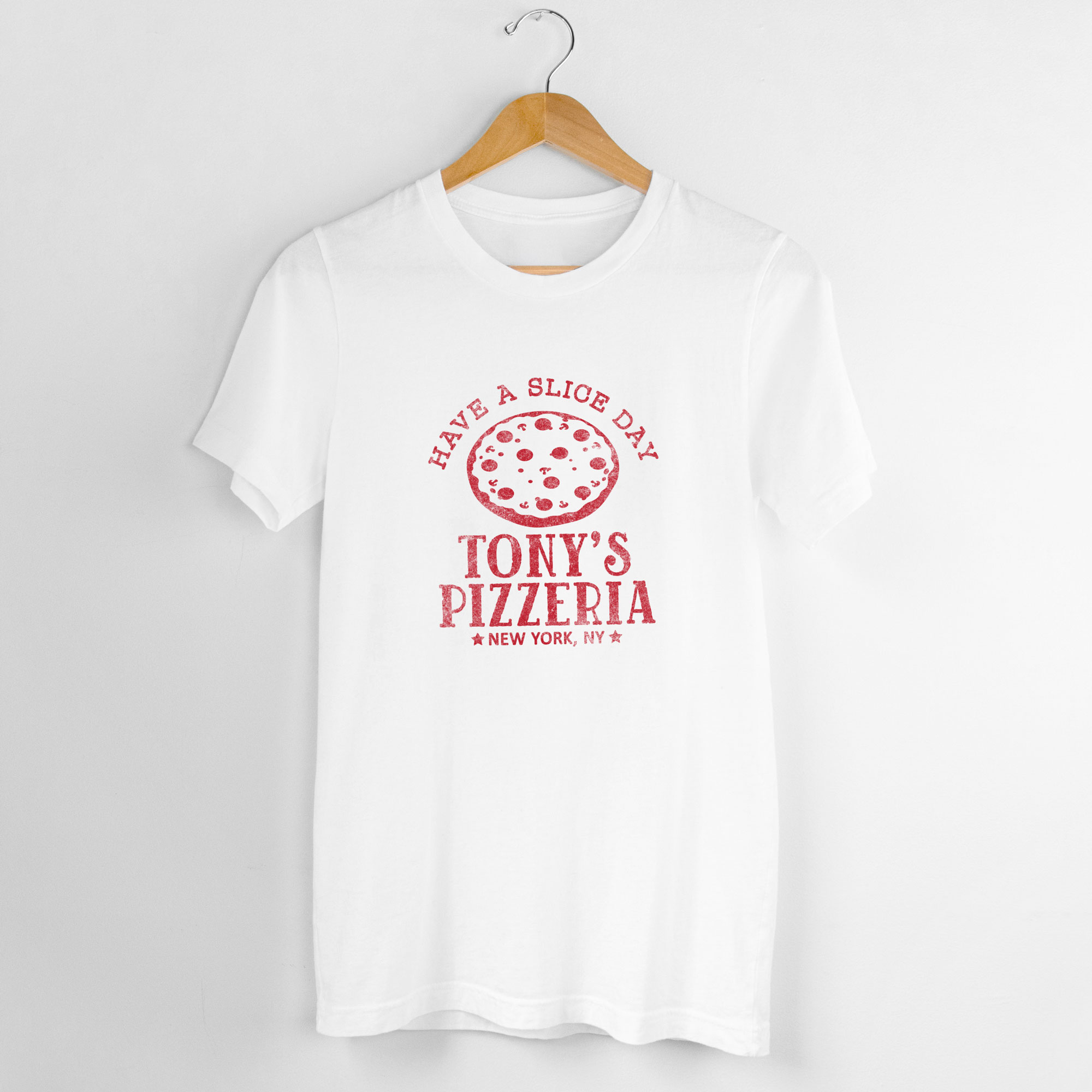 a Personalized Pizza Shirt in white
