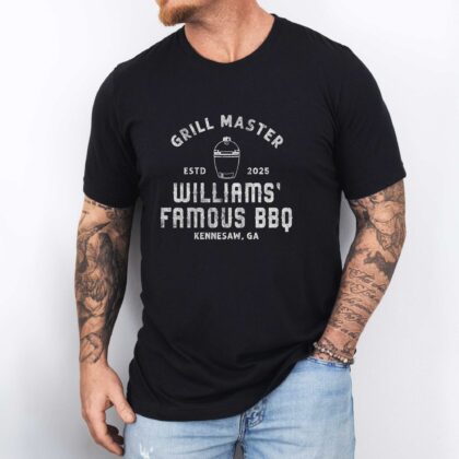 a man wearing a Personalized Meat Smoker T-Shirt in black