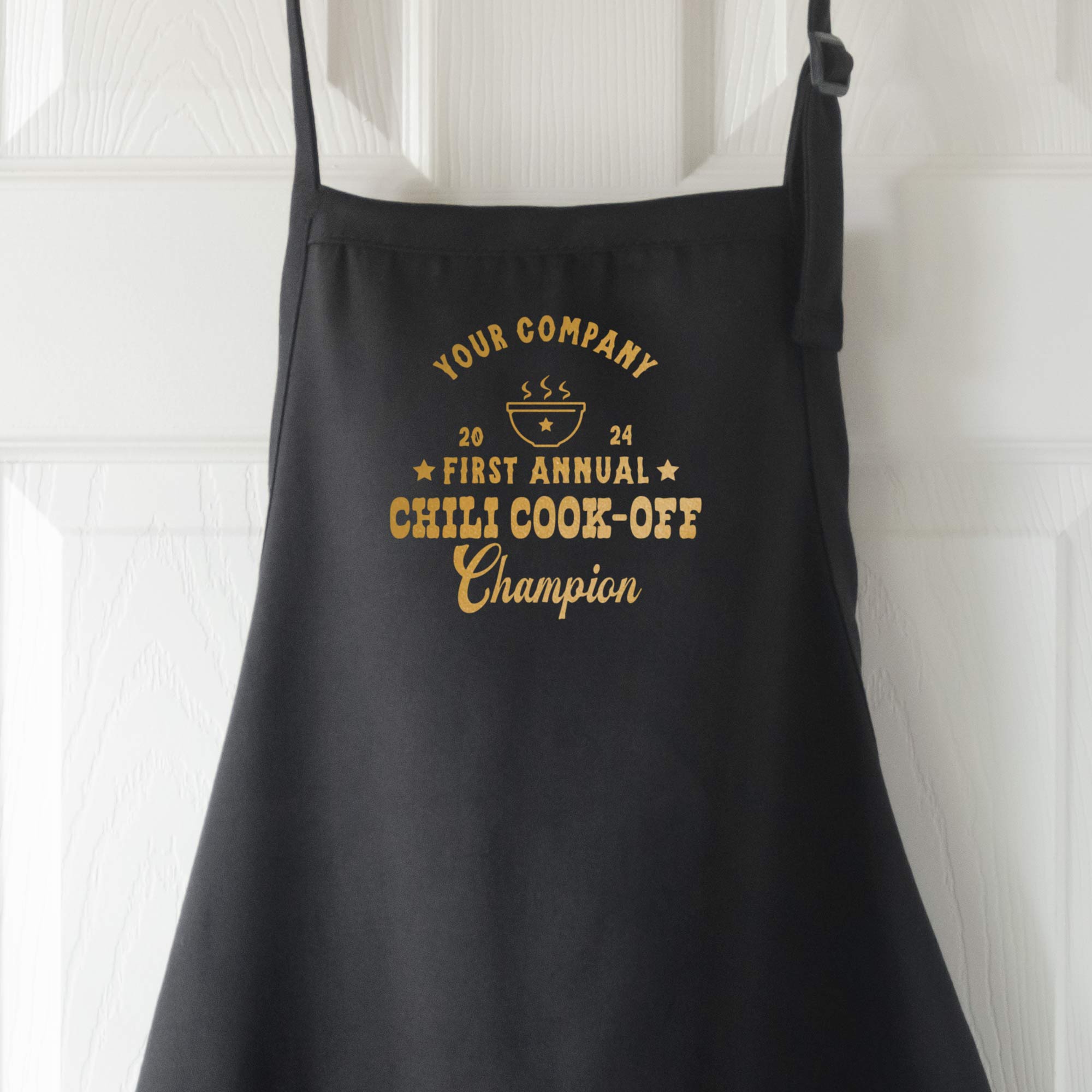 A Custom Western Chili Cook-Off Winner Apron in black