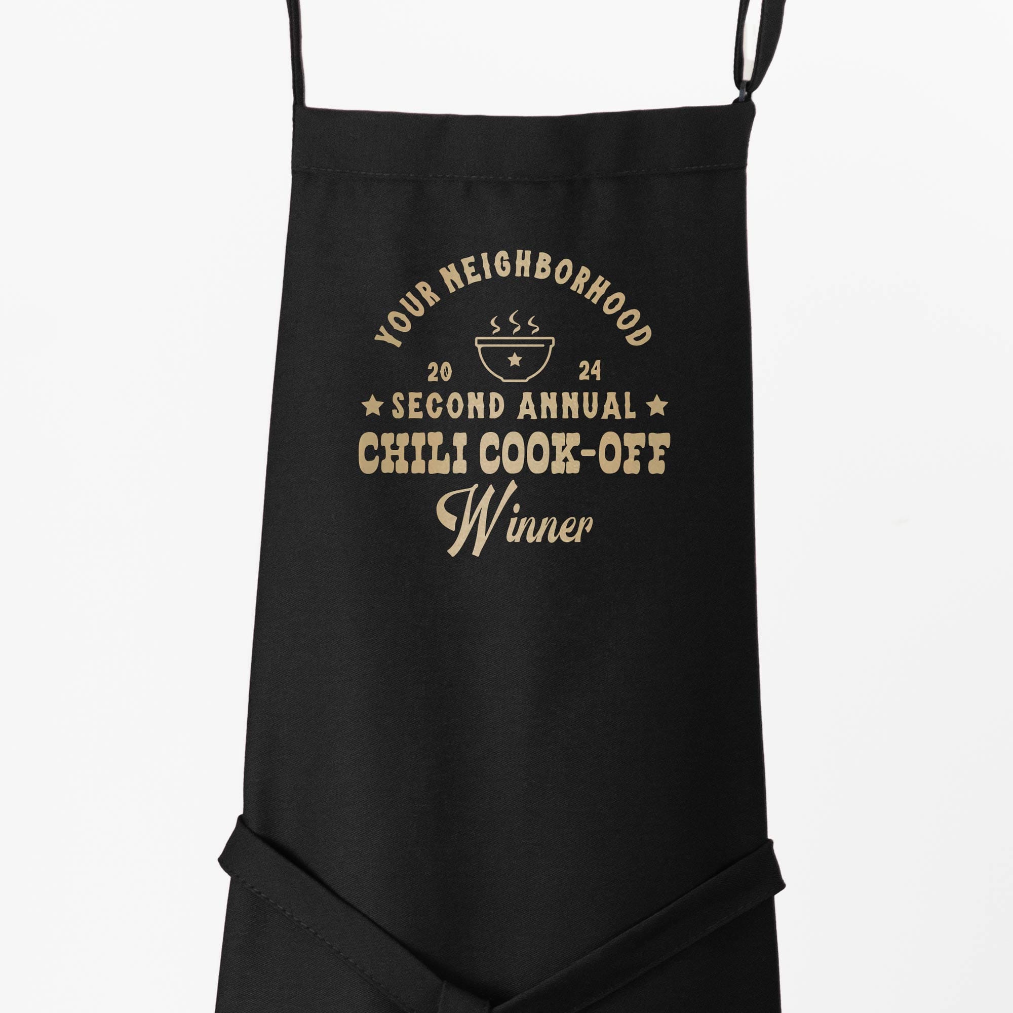 A Premium Custom Western Chili Cook-Off Winner Apron in black