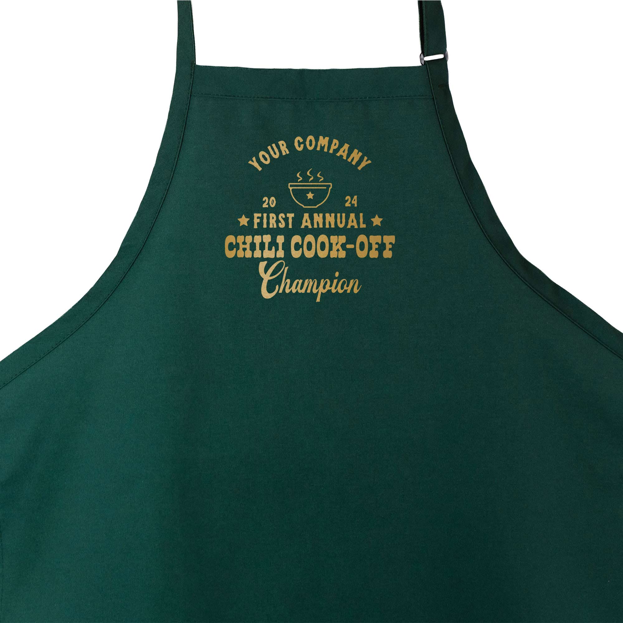A Premium Custom Western Chili Cook-Off Winner Apron in green