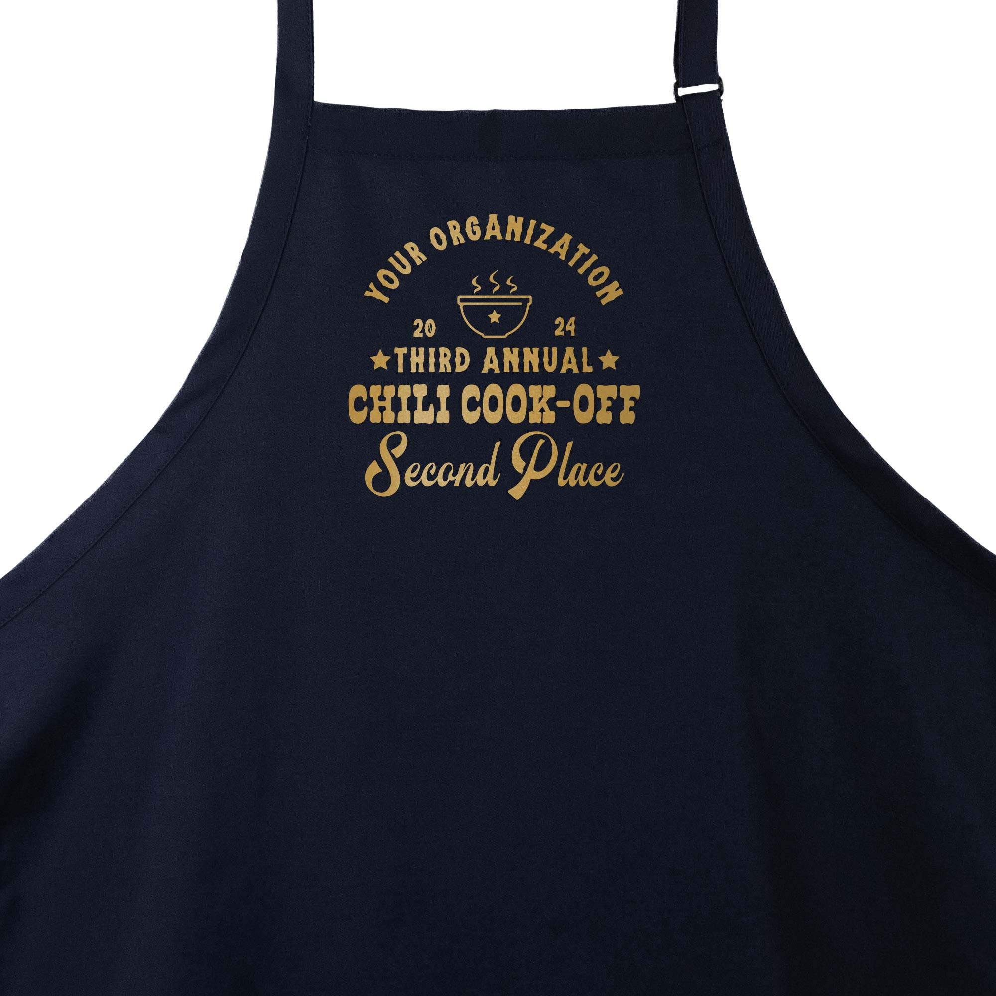 A Premium Custom Western Chili Cook-Off Winner Apron in navy