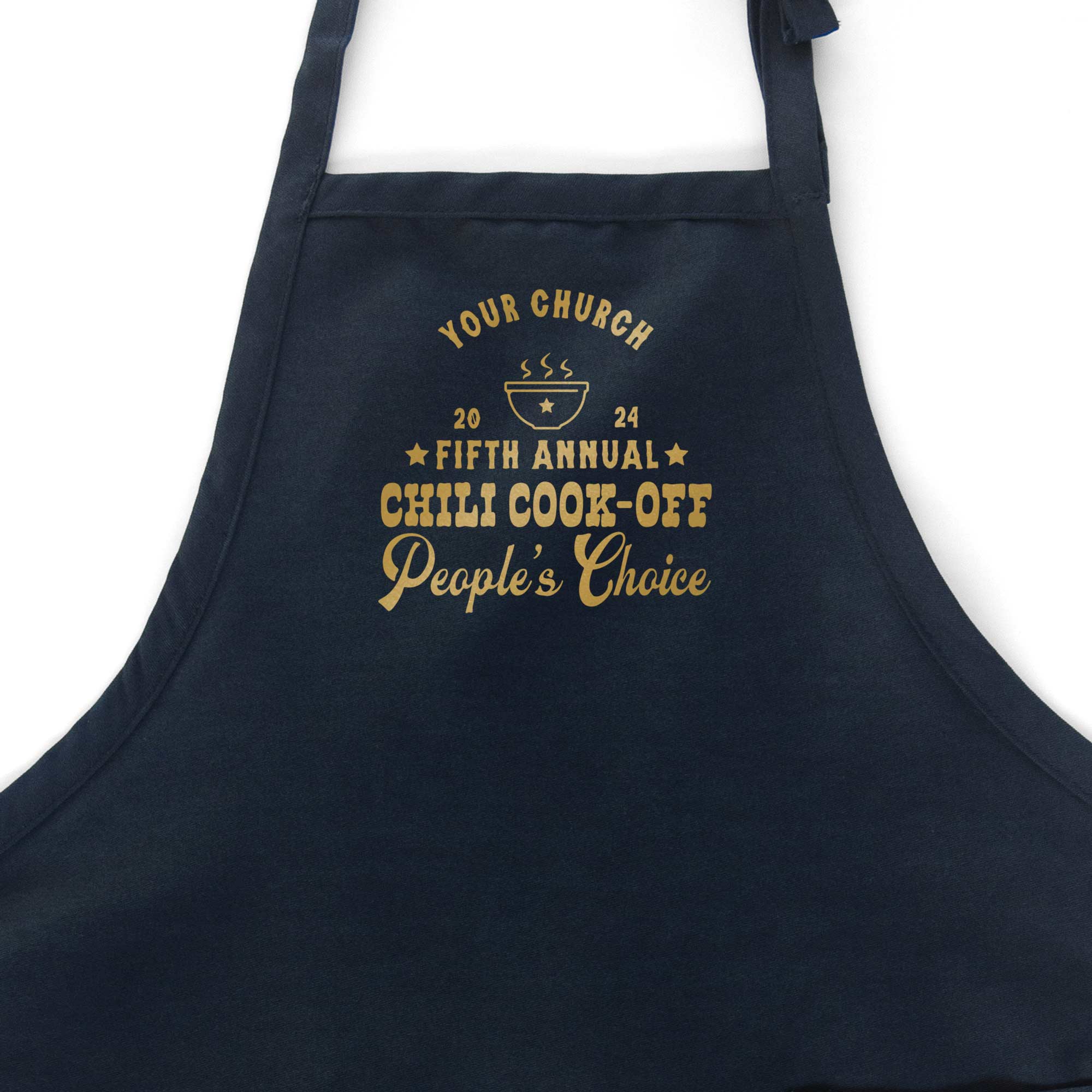 A Custom Western Chili Cook-Off Winner Apron in navy