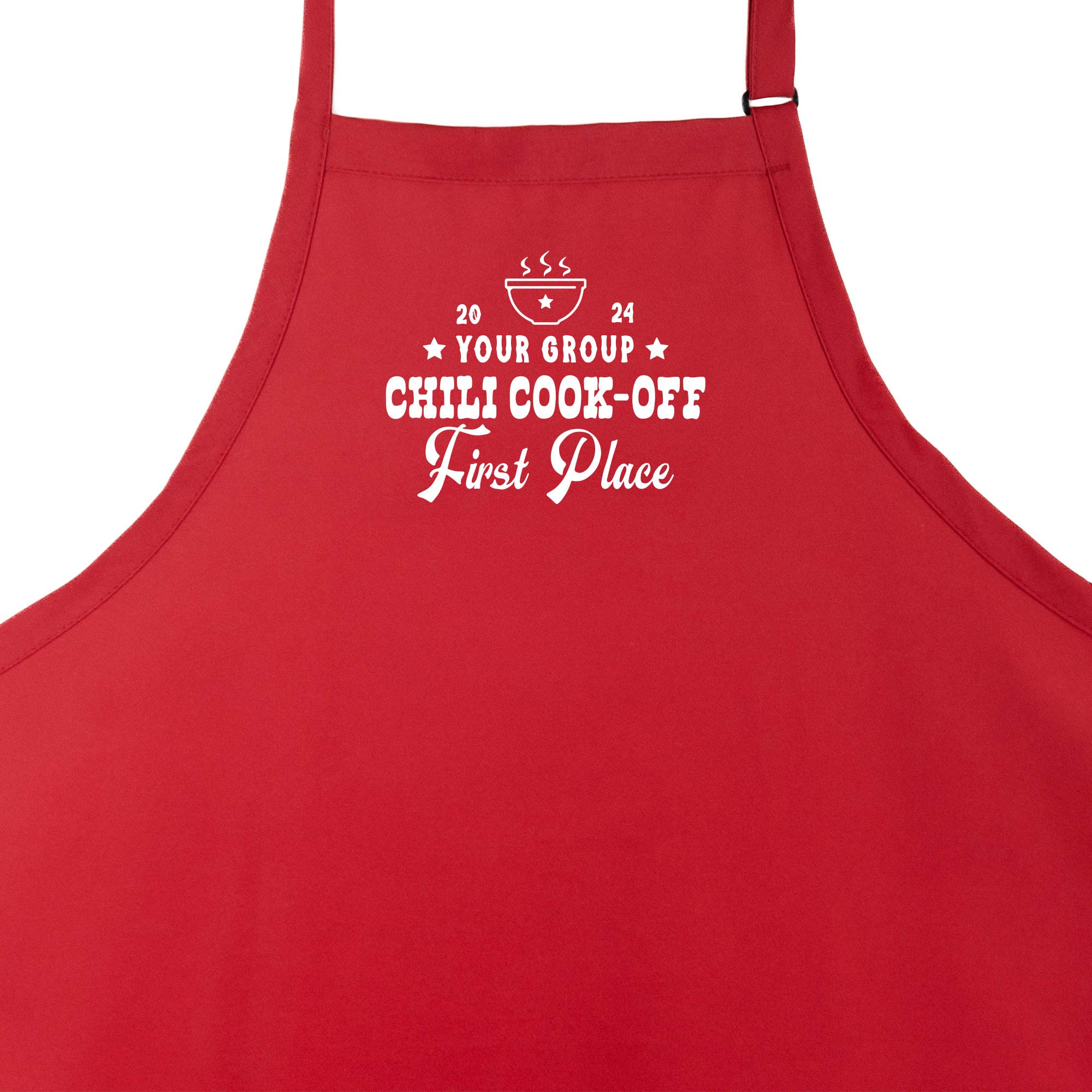 A Premium Custom Western Chili Cook-Off Winner Apron in red