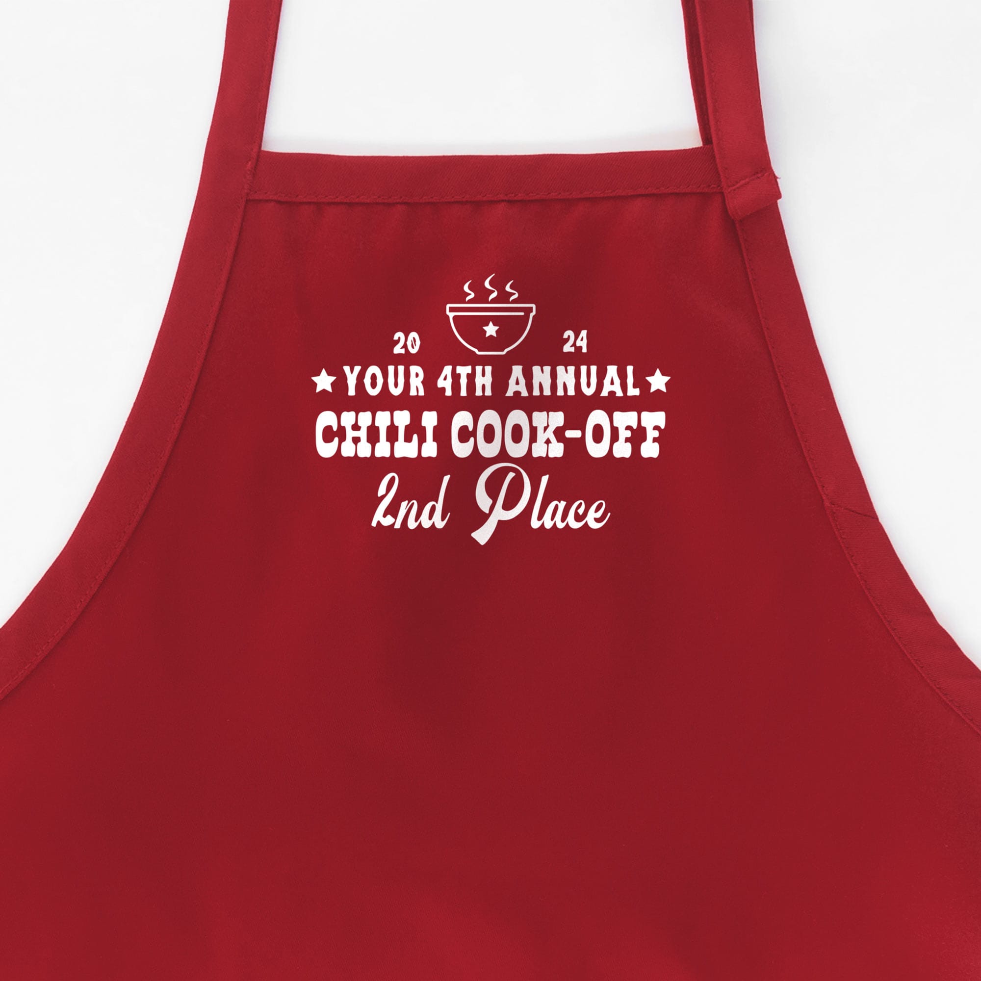 A Custom Western Chili Cook-Off Winner Apron in red
