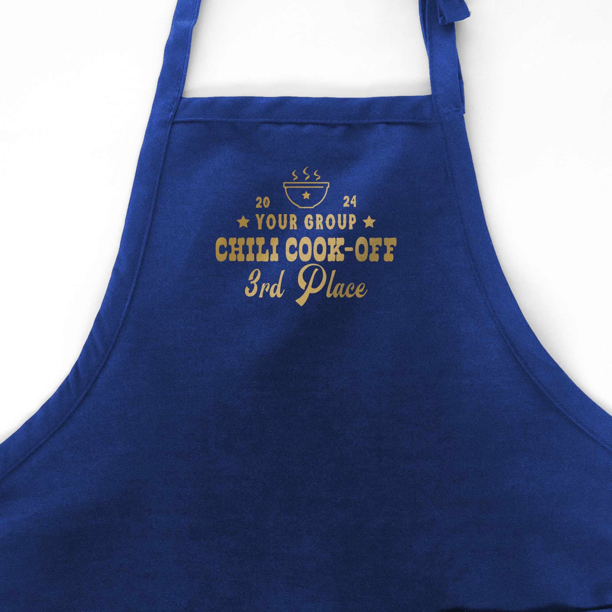 A Custom Western Chili Cook-Off Winner Apron in royal