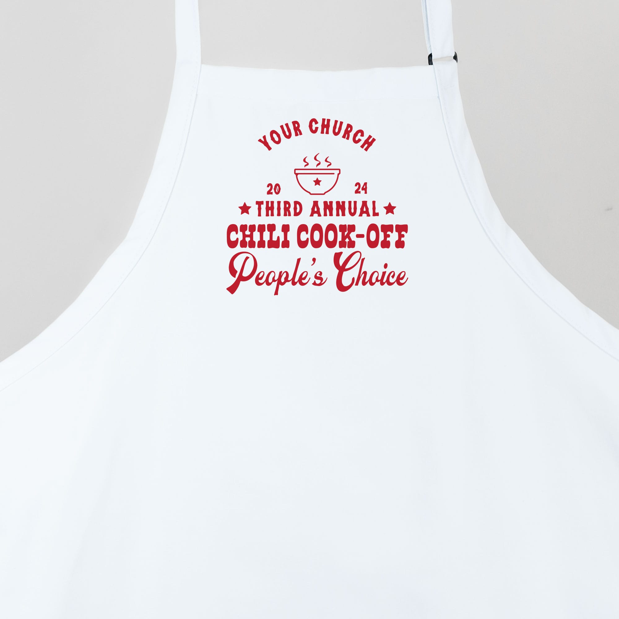 A Premium Custom Western Chili Cook-Off Winner Apron in white