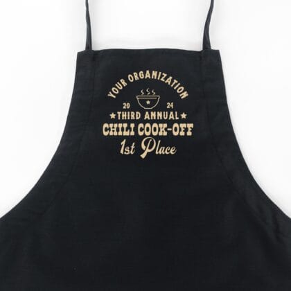 a custom butcher western chili cook off winner apron in black